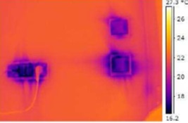 présence d'entrée d'air froid à l'intérieur du bâtiment, dû à la présence de prises électriques encastrées dans le mur